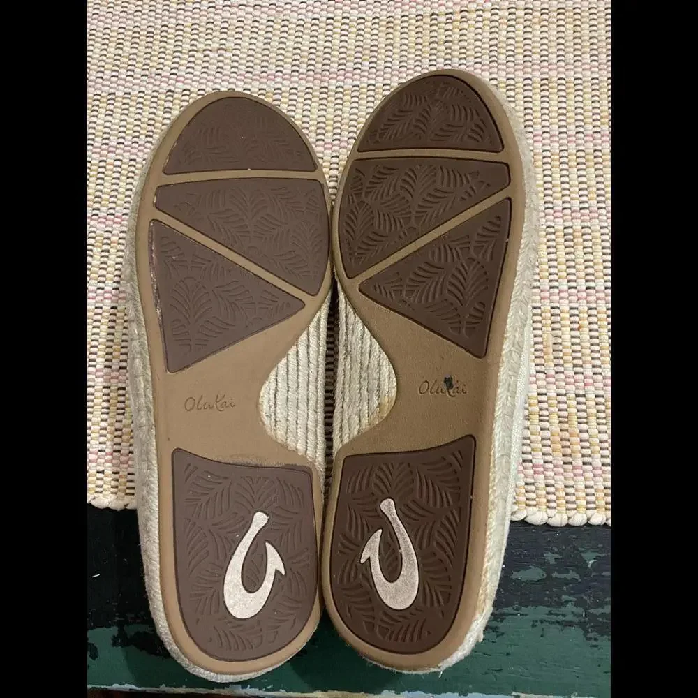 Olukai Kaula Pa’a Kapa Women’s Espadrilles Linen Slip ons Size 9